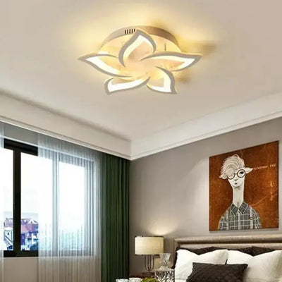 LED luster s diaľkovým ovládaním LOTUS, 65 W, 5 okvetných lístkov, studené/horúce/neutrálne svetlo, nestabilné, biele