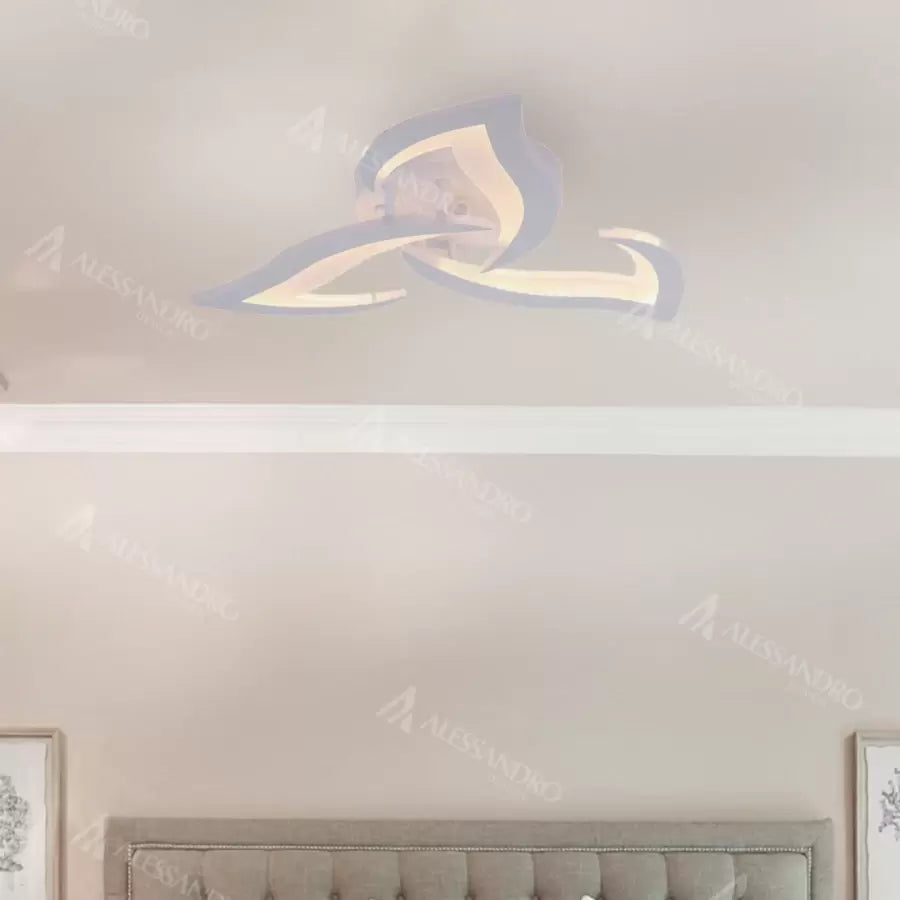 LED túžba s diaľkovým ovládaním lotosu, 48 W, 3 okvetné lístky, studené/horúce/neutrálne svetlo, nestabilné, biele