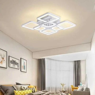 LED luster s diaľkovým ovládaním, Zoe, 8 štvorcov, 135 W, studené/horúce/neutrálne svetlo, nestabilné, biele