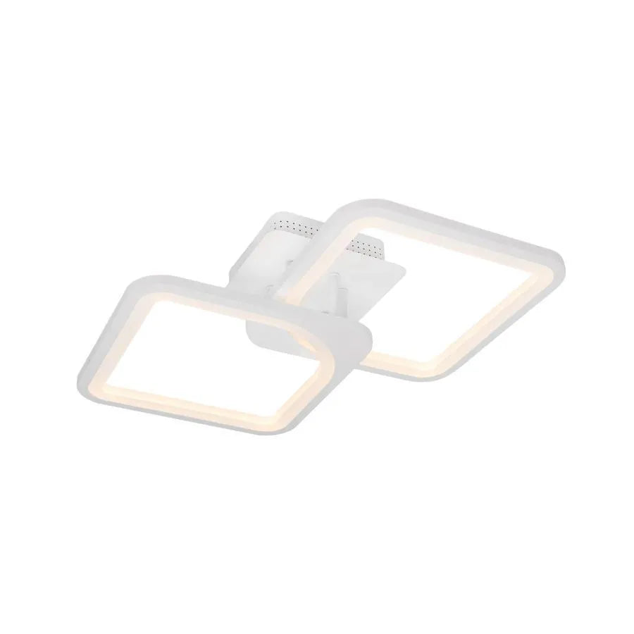 LED luster s diaľkovým ovládaním, Zoe, 2 štvorce, 39 W, studené/horúce/neutrálne svetlo, nemilosrdné, biele