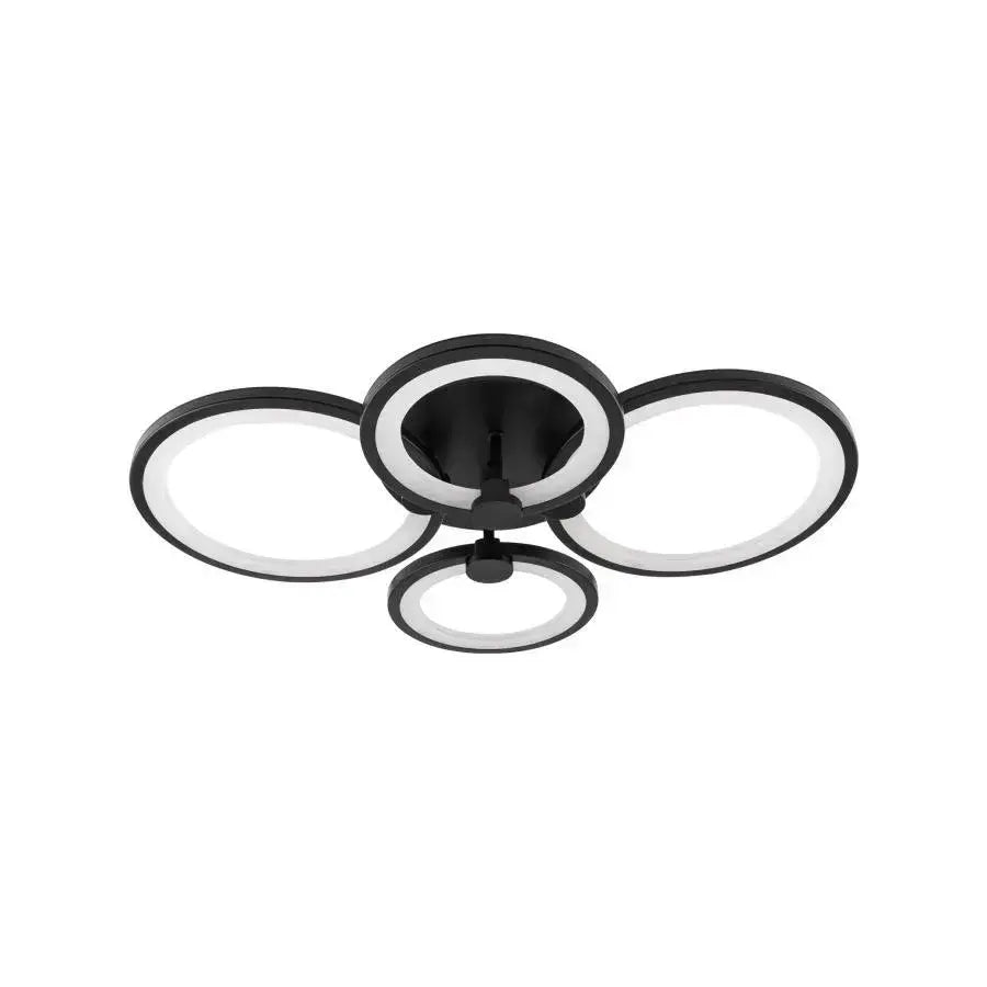 LED luster s diaľkovým ovládaním Doris, 88W, čierna, 4 kruhy, akrylové, nestabilné