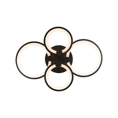 LED luster s diaľkovým ovládaním Doris, 88W, čierna, 4 kruhy, akrylové, nestabilné