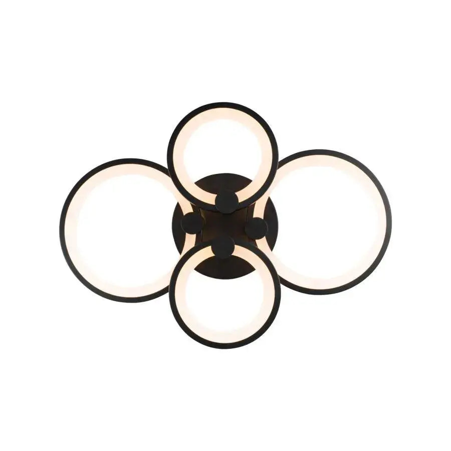 LED luster s diaľkovým ovládaním Doris, 88W, čierna, 4 kruhy, akrylové, nestabilné