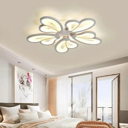 LED luster s diaľkovým ovládaním kvetu, 60 W, 5 okvetných lístkov, studené/horúce/neutrálne svetlo, nestabilné, biele