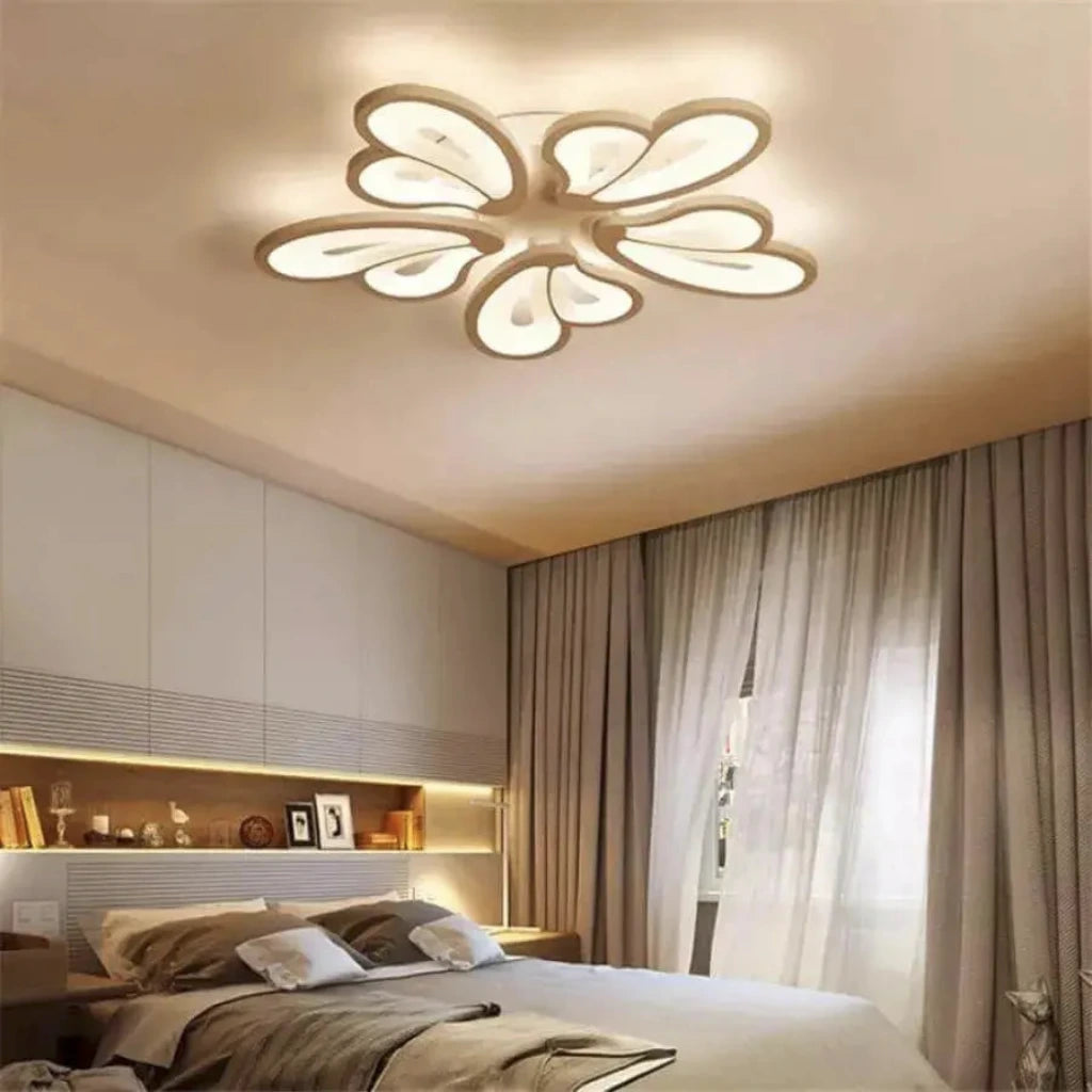 LED luster s diaľkovým ovládaním kvetu, 60 W, 5 okvetných lístkov, studené/horúce/neutrálne svetlo, nestabilné, biele