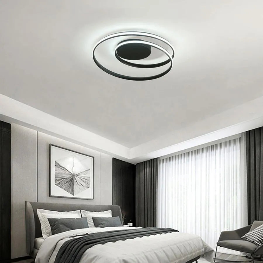 LUST LED Vektor Arcadia, 67W, kov, 49 cm diamteru, čierna, diaľkové ovládanie, studené/horúce/neutrálne svetlo