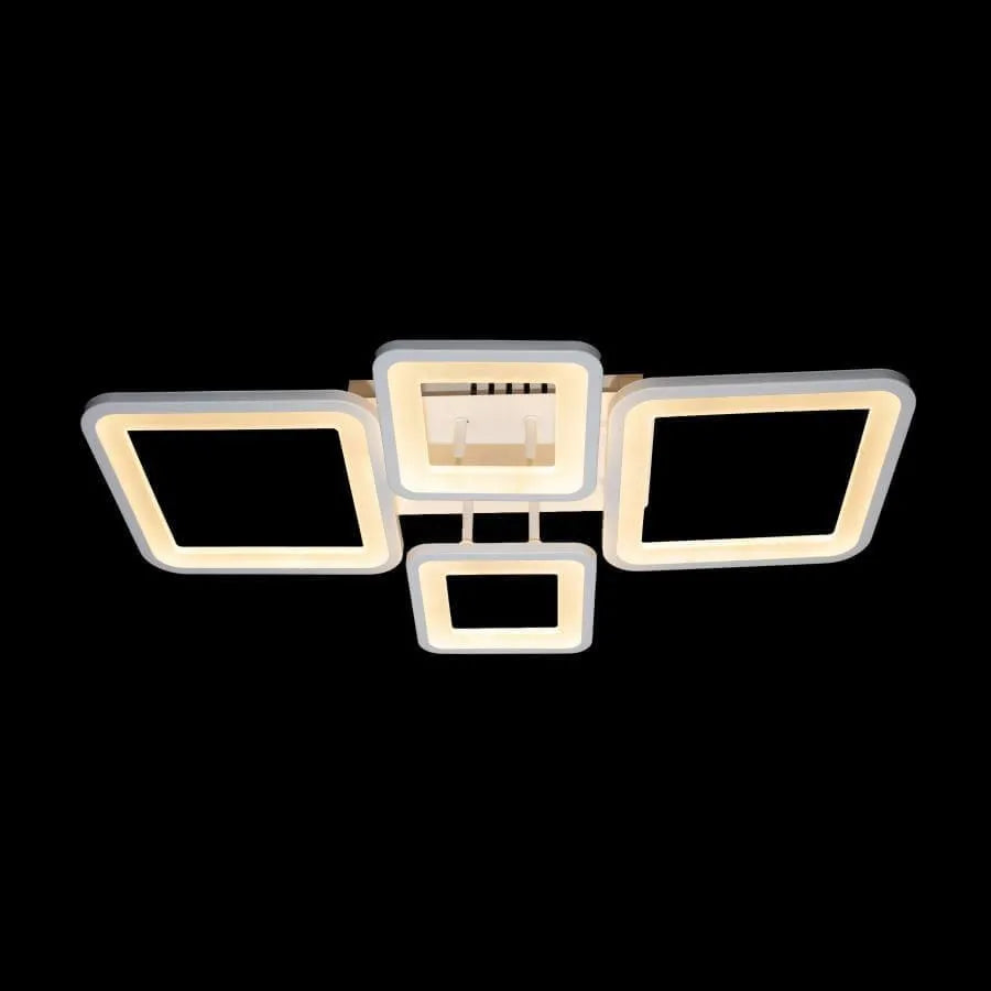 LED luster s diaľkovým ovládaním, ella, 4 štvorce, 88 W, studené/horúce/neutrálne svetlo, nestabilné, biele
