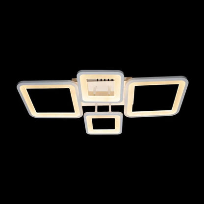 LED luster s diaľkovým ovládaním, ella, 4 štvorce, 88 W, studené/horúce/neutrálne svetlo, nestabilné, biele
