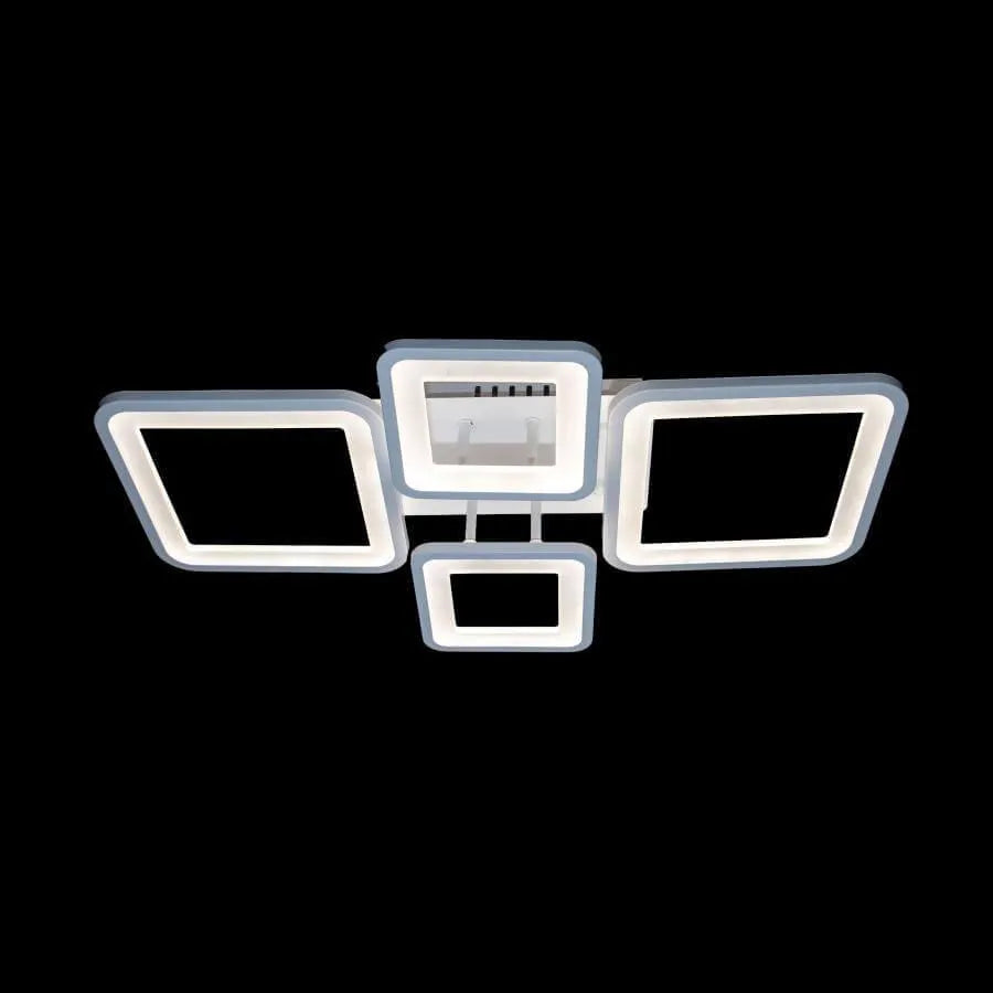 LED luster s diaľkovým ovládaním, ella, 4 štvorce, 88 W, studené/horúce/neutrálne svetlo, nestabilné, biele