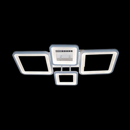 LED luster s diaľkovým ovládaním, ella, 4 štvorce, 88 W, studené/horúce/neutrálne svetlo, nestabilné, biele