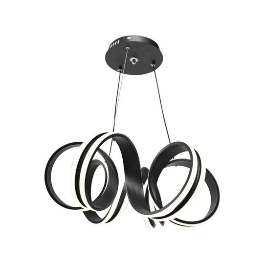 Závesný LED luster s diaľkovým ovládaním INFINITY TWIST 180W, vlnité, studené/teplé/neutrálne svetlo, stmievateľné, čierne, výškovo nastaviteľné moderné lustre Predvolený názov Alessandro Design