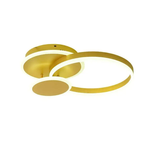 LED luster s diaľkovým ovládaním Lyra, 102 W, 2 kruhy, DAISY, Brushed GOLD, COLD/HOT/NEUTRAL LIGHT