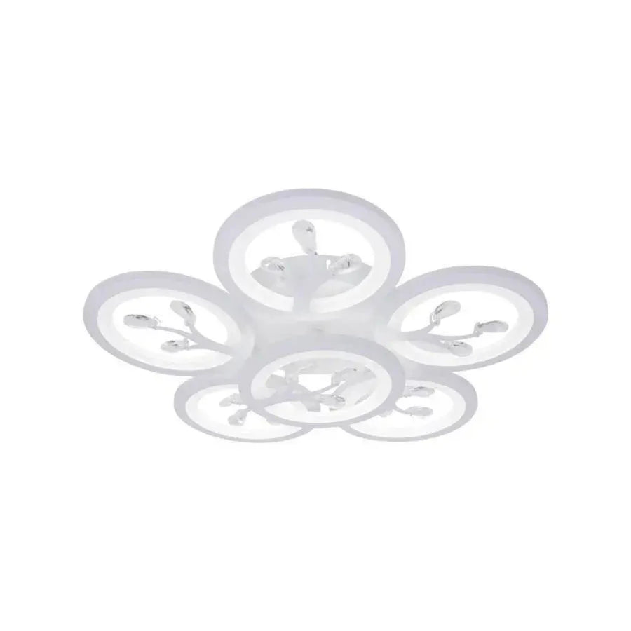 LED luster s diaľkovým ovládaním Daisy, 6 položiek, 72 W, studeného/horúceho/neutrálneho svetla, nestabilné, biele s kryštálom