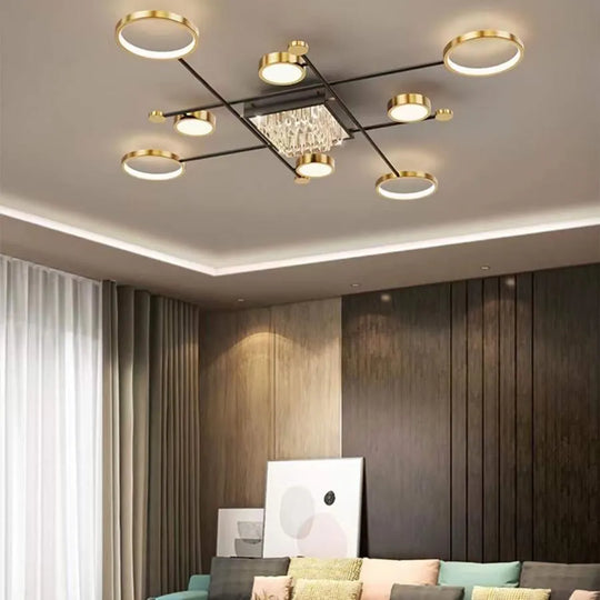 LED luster s diaľkovým ovládaním a krištáľovým MISEL 168W, 9 prvkov, studené/teplé/neutrálne svetlo, stmievateľné, čierne zlato LED lustre s diaľkovým ovládaním Predvolený názov Alessandro Design