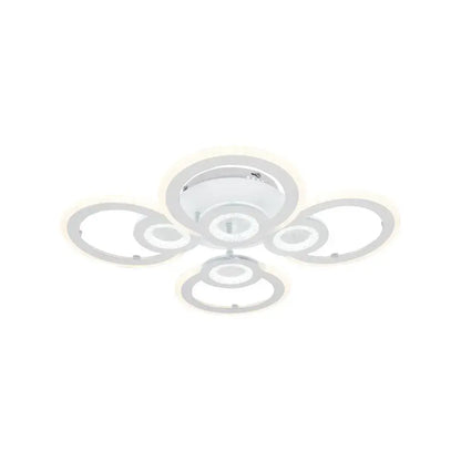 LED luster s Kadeovým diaľkovým ovládaním, 72 W, 4 kruhy, studené/horúce/neutrálne svetlo, nestabilné, biele
