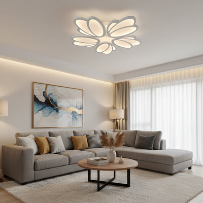 LED luster s diaľkovým ovládaním TULIP 81W, 5 okvetných lístkov, studené/teplé/neutrálne svetlo, stmievateľné, biela