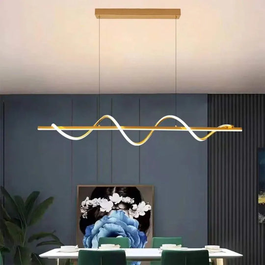 Závesný LED luster s diaľkovým ovládaním AMINIA 80W, lineárne, studené/teplé/neutrálne svetlo, stmievateľné, zlaté, výškovo nastaviteľné moderné lustre Predvolený názov Alessandro Design