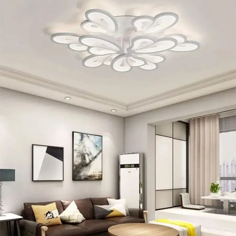 LED túžba s kvetom veľké diaľkové ovládanie, 107 W, 9 lístkov, studené/horúce/neutrálne svetlo, nestabilné, biele
