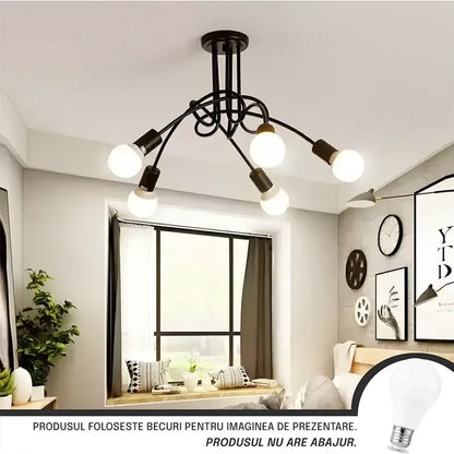 Modernistic Penta 5, 5x E27, čierny, moderný dizajn