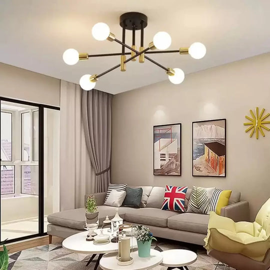 Modernistický luster Hexa 6 Duo, 6x E27, čierna a zlatá, moderný dizajn Moderné lustre Predvolený názov Alessandro Design