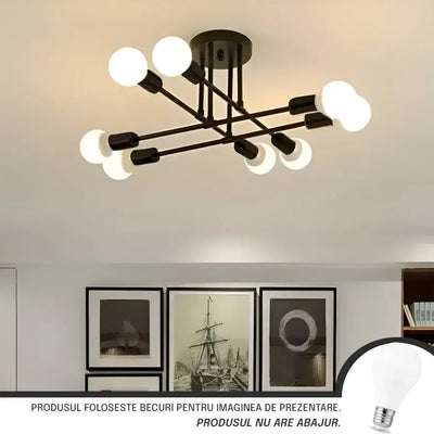 Modernista Octa 8, 8x E27, čierny, moderný dizajn