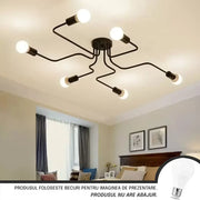 Modernistický luster Hexa 6, 6x E27, čierny, moderný dizajn