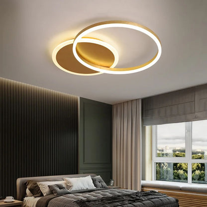 Lustra LED Dario, 2 Cercuri, 36W, Lumina Rece/Calda/Neutra, Auriu