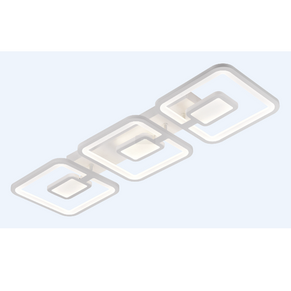 LED luster s diaľkovým ovládaním, Felix, 3 štvorce, 77 W, studené/horúce/neutrálne svetlo, nestabilné, biele