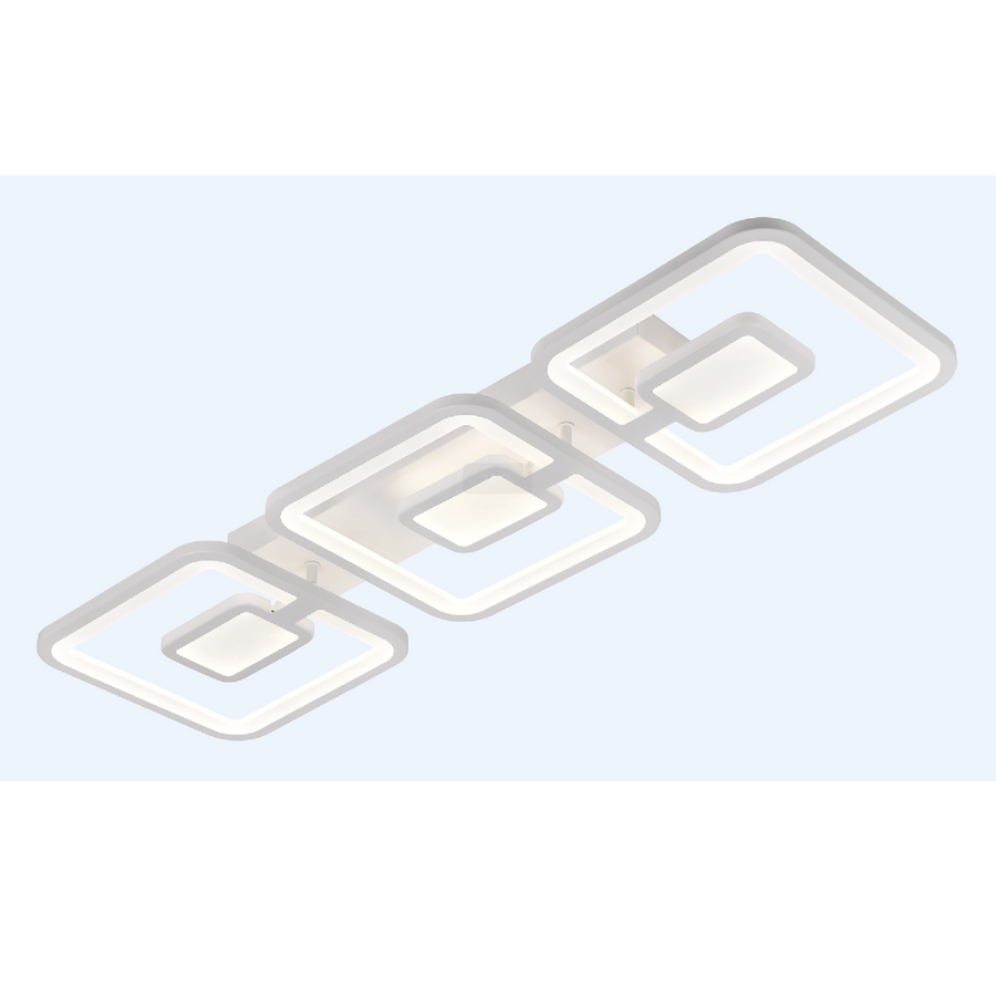 LED luster s diaľkovým ovládaním, Felix, 3 štvorce, 77 W, studené/horúce/neutrálne svetlo, nestabilné, biele
