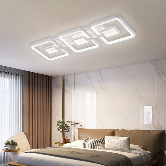 LED luster s diaľkovým ovládaním, Felix, 3 štvorce, 77 W, studené/horúce/neutrálne svetlo, nestabilné, biele