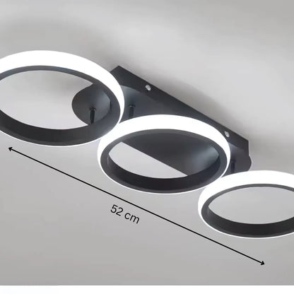 Lustra LED ELIO 24W, 3 Cercuri, Liniara, lumina Rece/Calda/Neutra, Negru