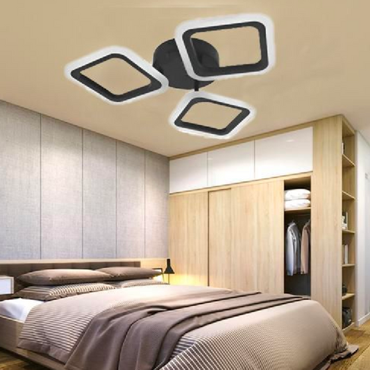 LED luster PULSARIS 32W, 3 štvorce, studené/teplé/neutrálne svetlo, čierny