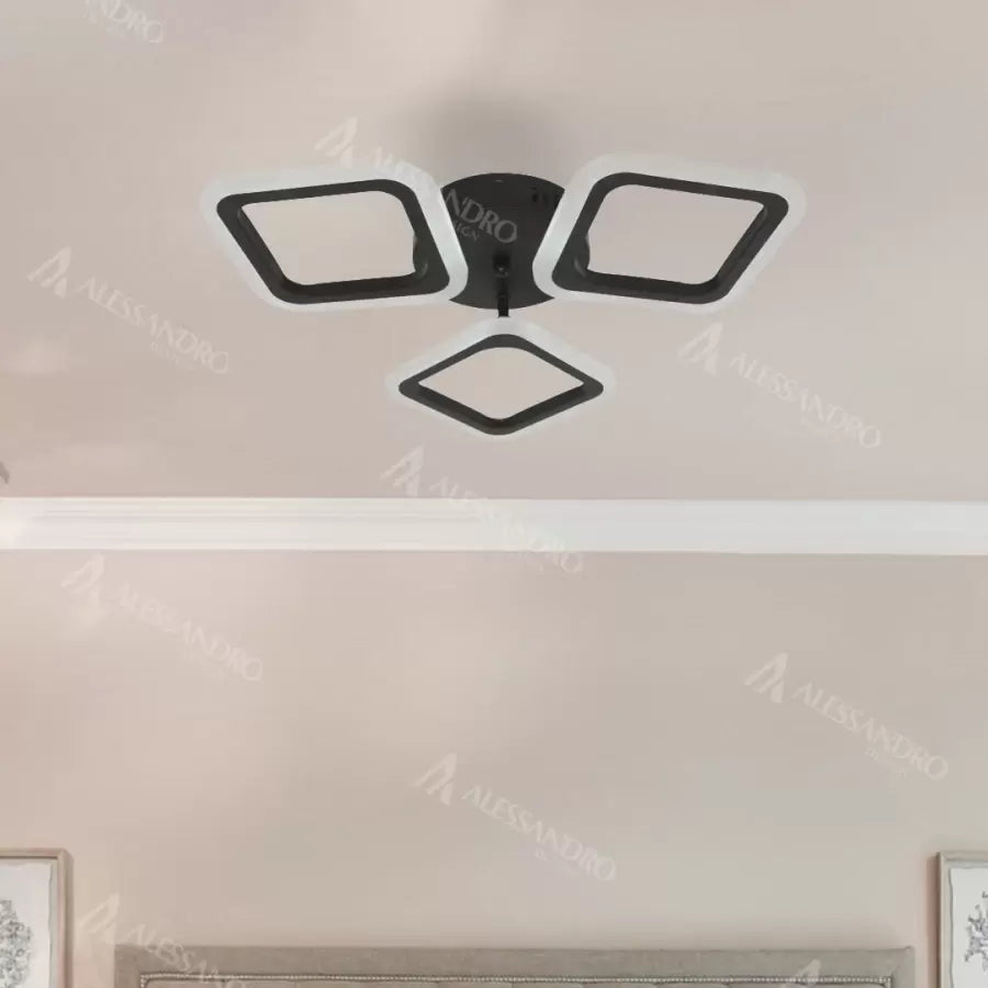 LED luster PULSARIS 32W, 3 štvorce, studené/teplé/neutrálne svetlo, čierny