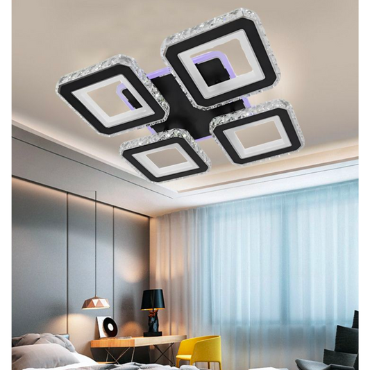 LED LED lulula s diaľkovým ovládaním, 150 W, chróm s čiernou, kovovou a krištáľovou, Daisy