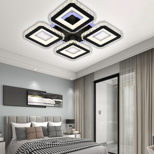 LED LED lulula s diaľkovým ovládaním, 150 W, chróm s čiernou, kovovou a krištáľovou, Daisy