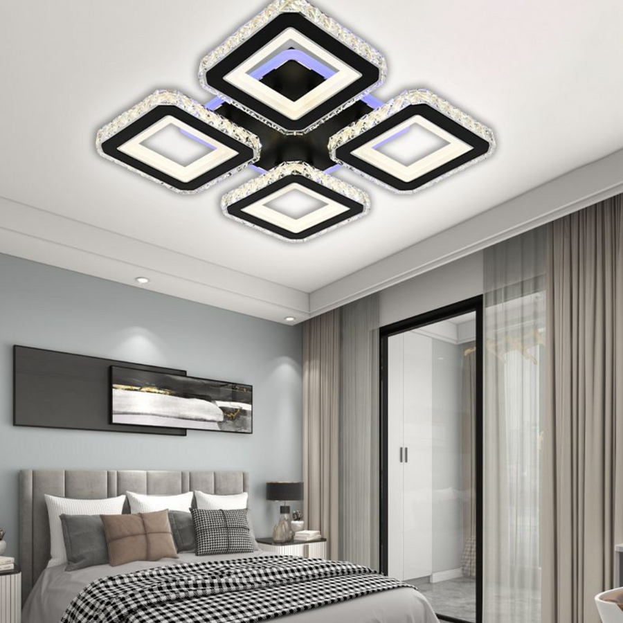 LED LED lulula s diaľkovým ovládaním, 150 W, chróm s čiernou, kovovou a krištáľovou, Daisy