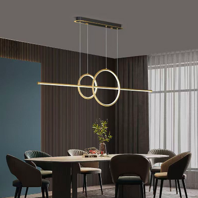 Lustra LED suspendata cu telecomanda CASSANDRA 42W, Liniara, lumina Rece/Calda/Neutra, Dimabila, Auriu, Inaltime Reglabila