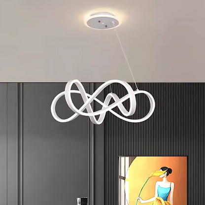 LED túžba zavesená s nekonečným halo, 138 W diaľkovým ovládaním, nastaviteľnou výškou, studenou/horúcou/neutrálnou svetlom, Daisy, biely