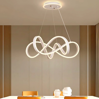 LED túžba zavesená s nekonečným halo, 138 W diaľkovým ovládaním, nastaviteľnou výškou, studenou/horúcou/neutrálnou svetlom, Daisy, biely