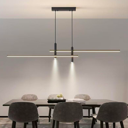 Lustra LED suspendata cu telecomanda RINA 24W, Liniara, lumina Rece/Calda/Neutra, Dimabila, Negru, Inaltime Reglabila