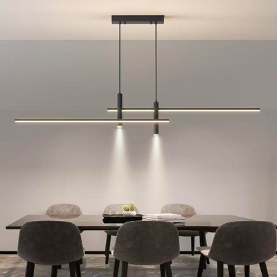 Lustra LED suspendata cu telecomanda RINA 24W, Liniara, lumina Rece/Calda/Neutra, Dimabila, Negru, Inaltime Reglabila