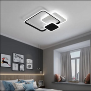 Lustra LED cu telecomanda ANEMONA 75W, 3 Patrate, lumina Rece/Calda/Neutra, Dimabila, Negru