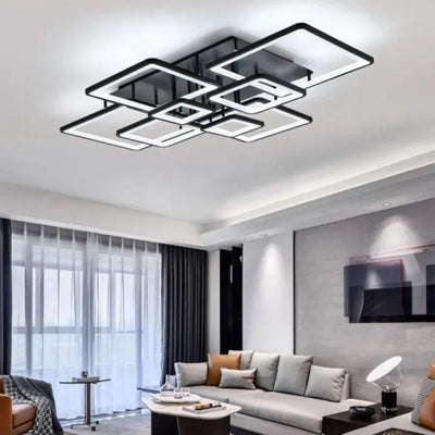 LED túžba s diaľkovým ovládaním, Ella, 8 štvorcov, 210 W, studené/horúce/neutrálne svetlo, nestabilné, čierne
