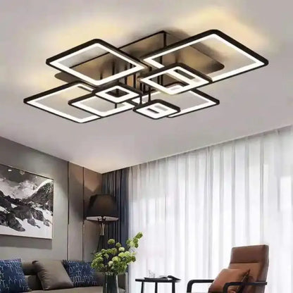 LED túžba s diaľkovým ovládaním, Ella, 8 štvorcov, 210 W, studené/horúce/neutrálne svetlo, nestabilné, čierne