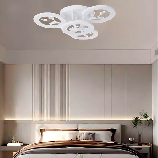LED luster s diaľkovým ovládaním Daisy, 3 prvky, 47 W, studeného/horúce/neutrálne svetlo, nestabilné, biele s kryštálom
