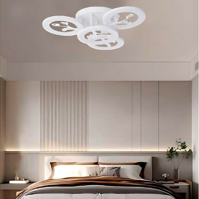 LED luster s diaľkovým ovládaním Daisy, 3 prvky, 47 W, studeného/horúce/neutrálne svetlo, nestabilné, biele s kryštálom