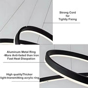 Závesný LED luster s diaľkovým ovládaním CASIANA 41W, 2 kruhy, studené/teplé/neutrálne svetlo, stmievateľné, čierny, výškovo nastaviteľný