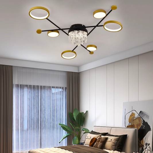 Lustra LED cu Telecomanda, VELO, 38W, Auriu Negru