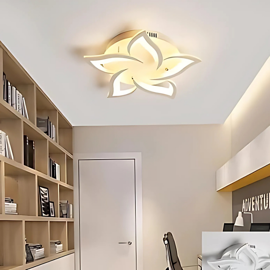 LED luster s diaľkovým ovládaním LOTUS, 65 W, 5 okvetných lístkov, studené/horúce/neutrálne svetlo, nestabilné, biele