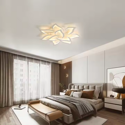 LED luster s diaľkovým ovládaním LOTUS, 164 W, 9 okvetných lístkov, studené/horúce/neutrálne svetlo, nestabilné, biele